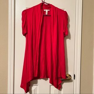 Red Ruched Sleeve Cardigan